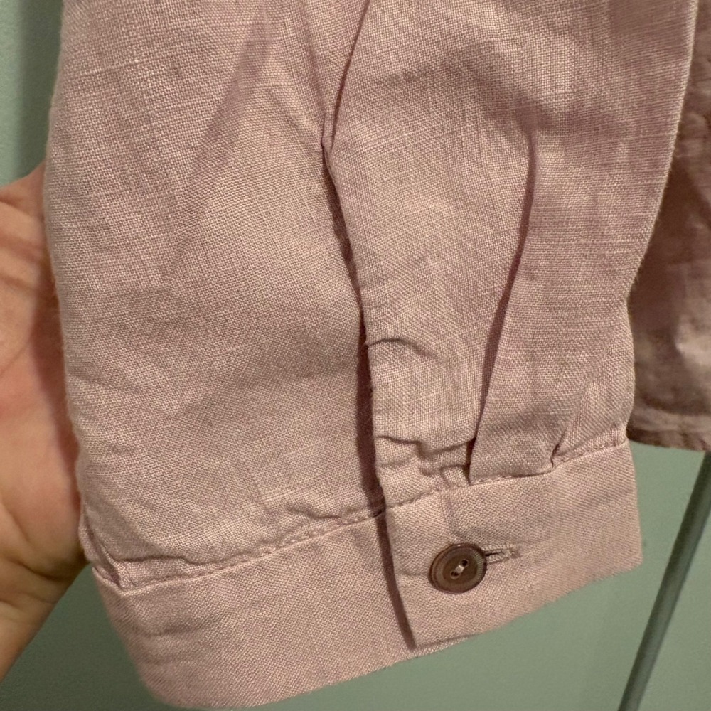 Eileen Fisher Linen Shirt Large Pink Lilac Organic Linen Long Sleeve Button Up - Picture 6 of 12